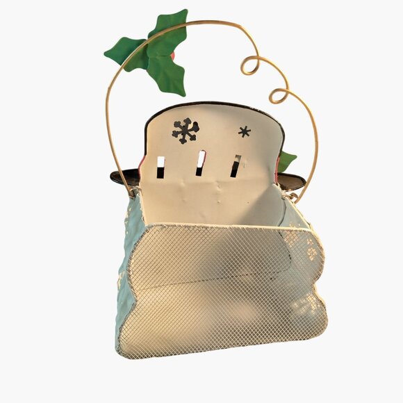 Snowman Christmas Metal Basket Handle Holiday Decor - Picture 7 of 11